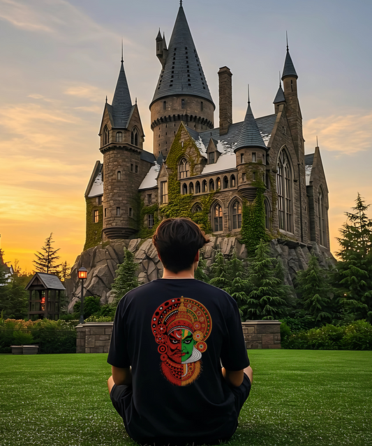 Theyyam Kathakali Fusion Shadow black Edition Oversized T-shirt | Salvation